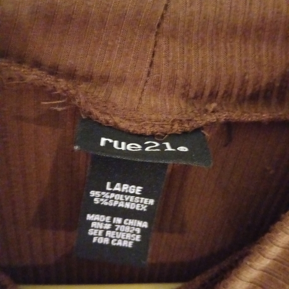 RUE 21 WOMEN'S SIZE LARGE LONG SLEEVE BROWN TOP - Picture 2 of 3